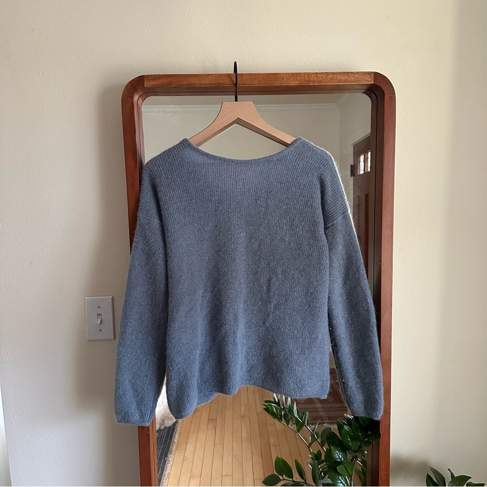 Sezane Gaspard Cardigan Sweater Vintage Blue Super Kid Mohair Alpaca Women's S - Picture 4 of 8